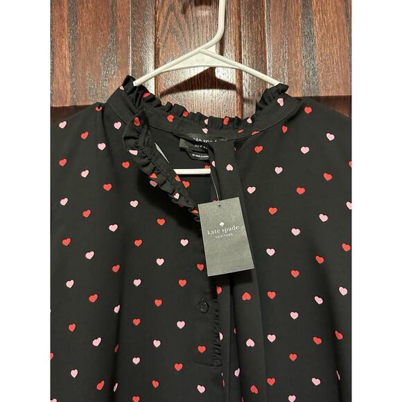 NWT Kate Spade Darling Hearts Ruffle Shift Dress Women’s Size S - Picture 2 of 5
